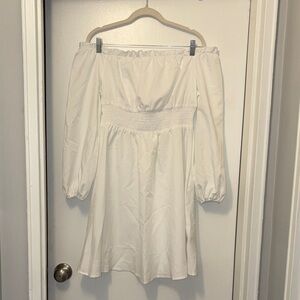 SHEIN White Off-Shoulder Long Sleeve Mini Dress